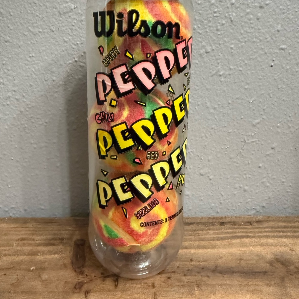 Vintage Wilson Peppers Tennis Balls Can Neon Green Pink Yellow Sealed FUN VTG